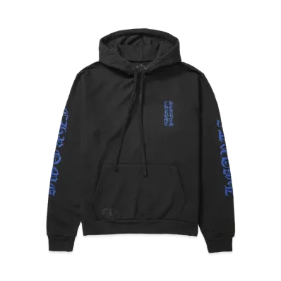 Chrome Hearts Vertical Logo Pullover Hoodie "Black/Blue"