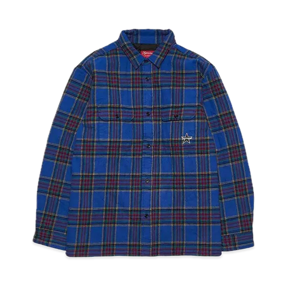 Supreme Quilted Plaid Flannel Shirt "Dusty Royal"