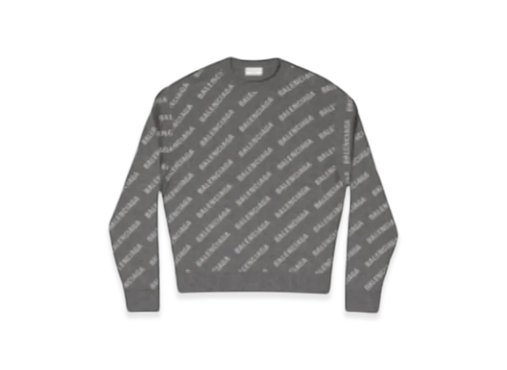 BALENCIAGA Women's Mini Allover Logo Sweater "Grey"