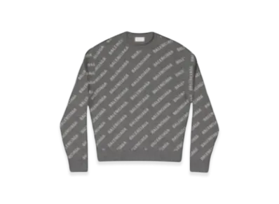 BALENCIAGA Women's Mini Allover Logo Sweater "Grey"