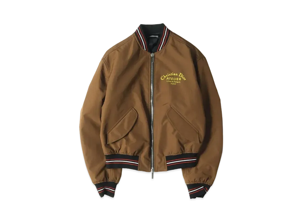 Dior HOMME Atelier Tribal Logo Embroidery Full Zip Bomber Jacket "Brown"