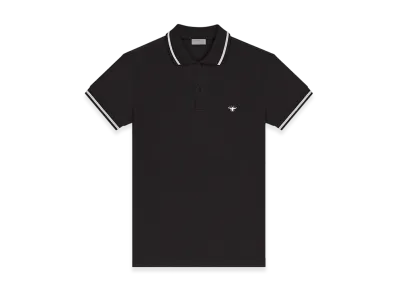 Dior Polo Shirt with Bee Embroidery Pique "Black"