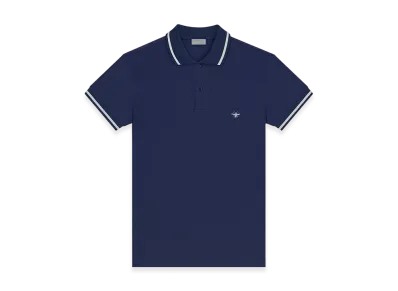 Dior Polo Shirt with Bee Embroidery Pique "Navy Blue"