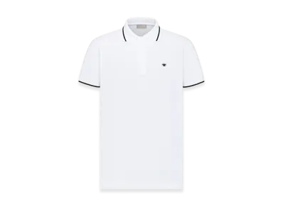 Dior Polo Shirt with Bee Embroidery Pique "White"