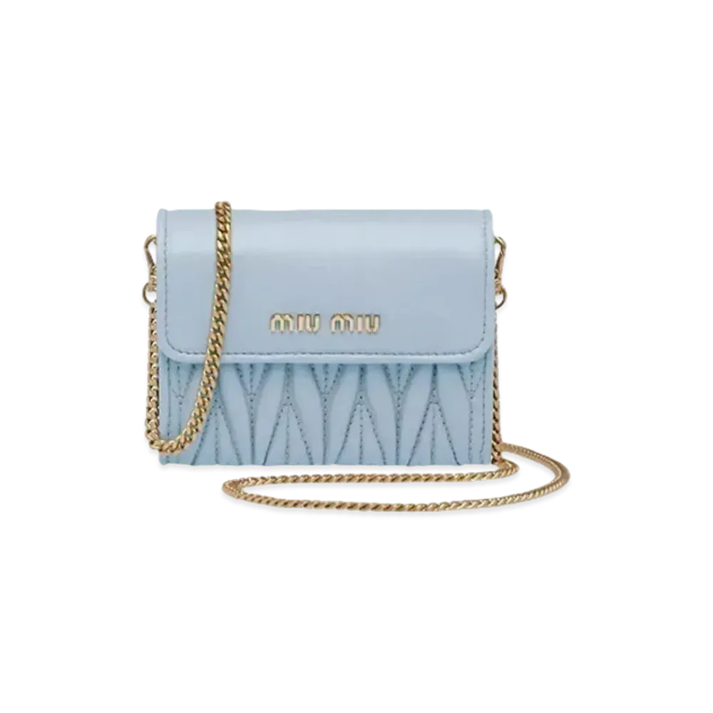 MIU MIU Shoulder Strap With Nappa Leather Wallet "Sky Blue"