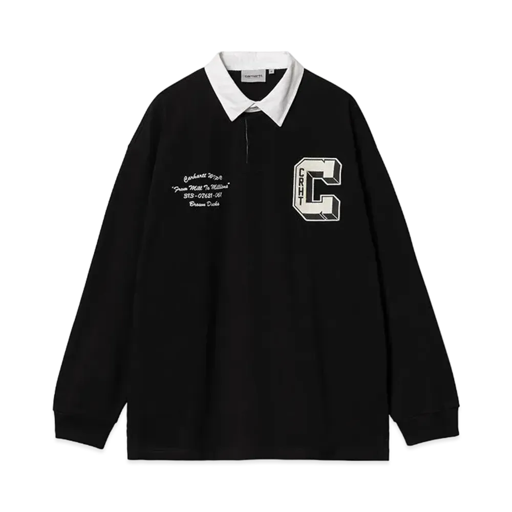 Carhartt WIP L/S Brown Ducks Rugby Shirt "Black/White"