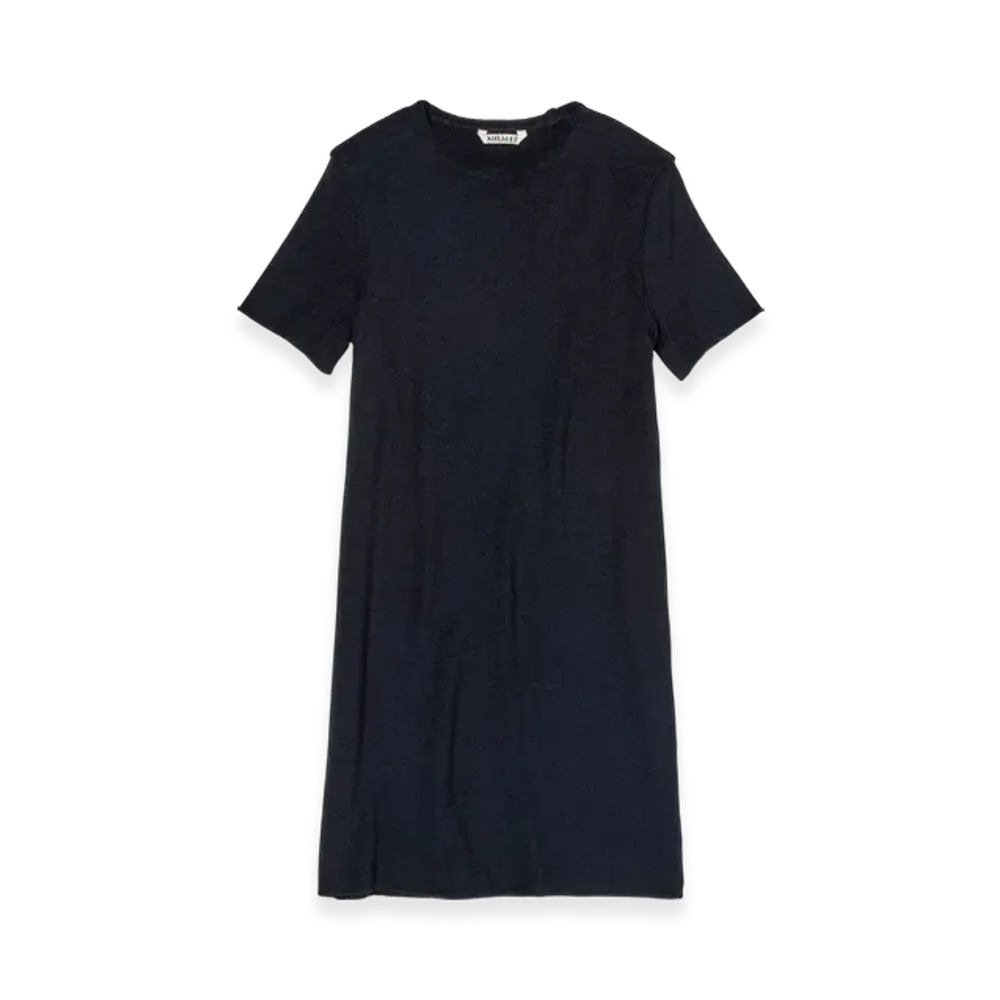 AURALEE Washable Wool Pile Mini Dress "Navy"