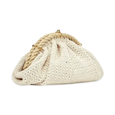 FENDI Shell Cotton-Crochet Pochette "White"
