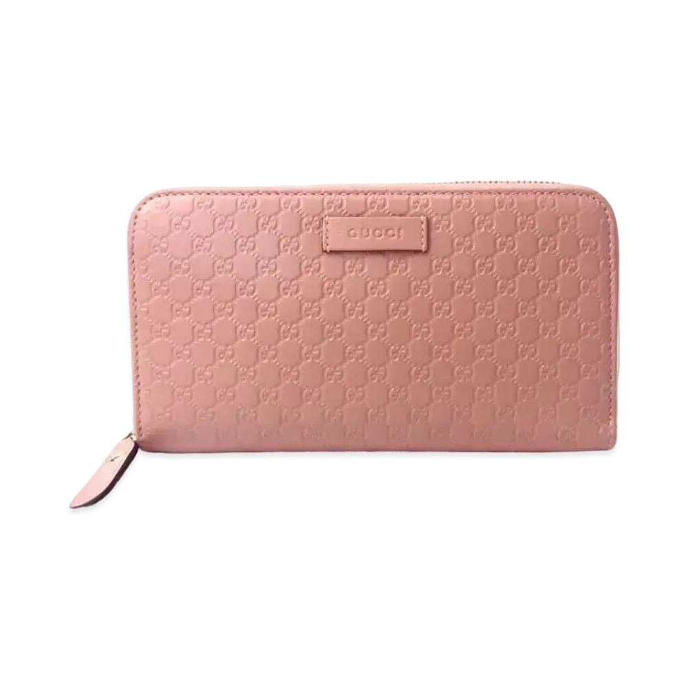 GUCCI Micro Guccissima Round Fastener Wallet "Pink"