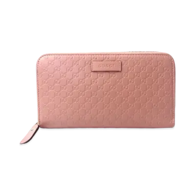GUCCI Micro Guccissima Round Fastener Wallet "Pink"