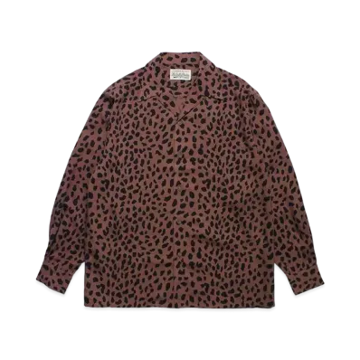 WACKO MARIA Leopard Open Collar Shirt "Brown"