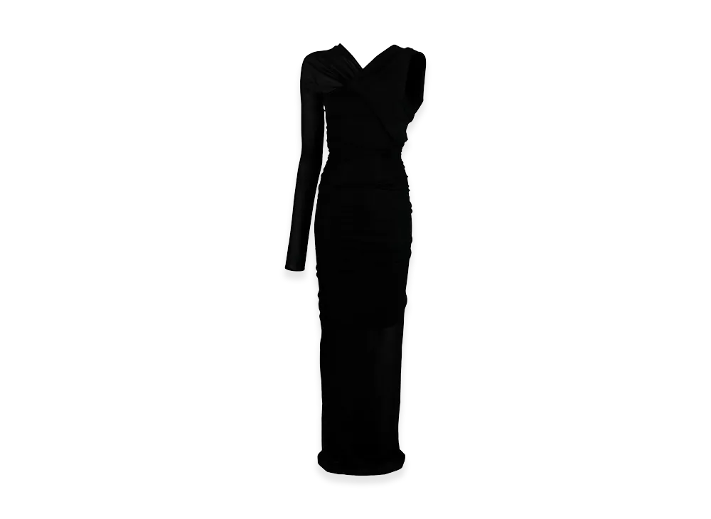 Saint Laurent Women's Draped Long Dress "Black"