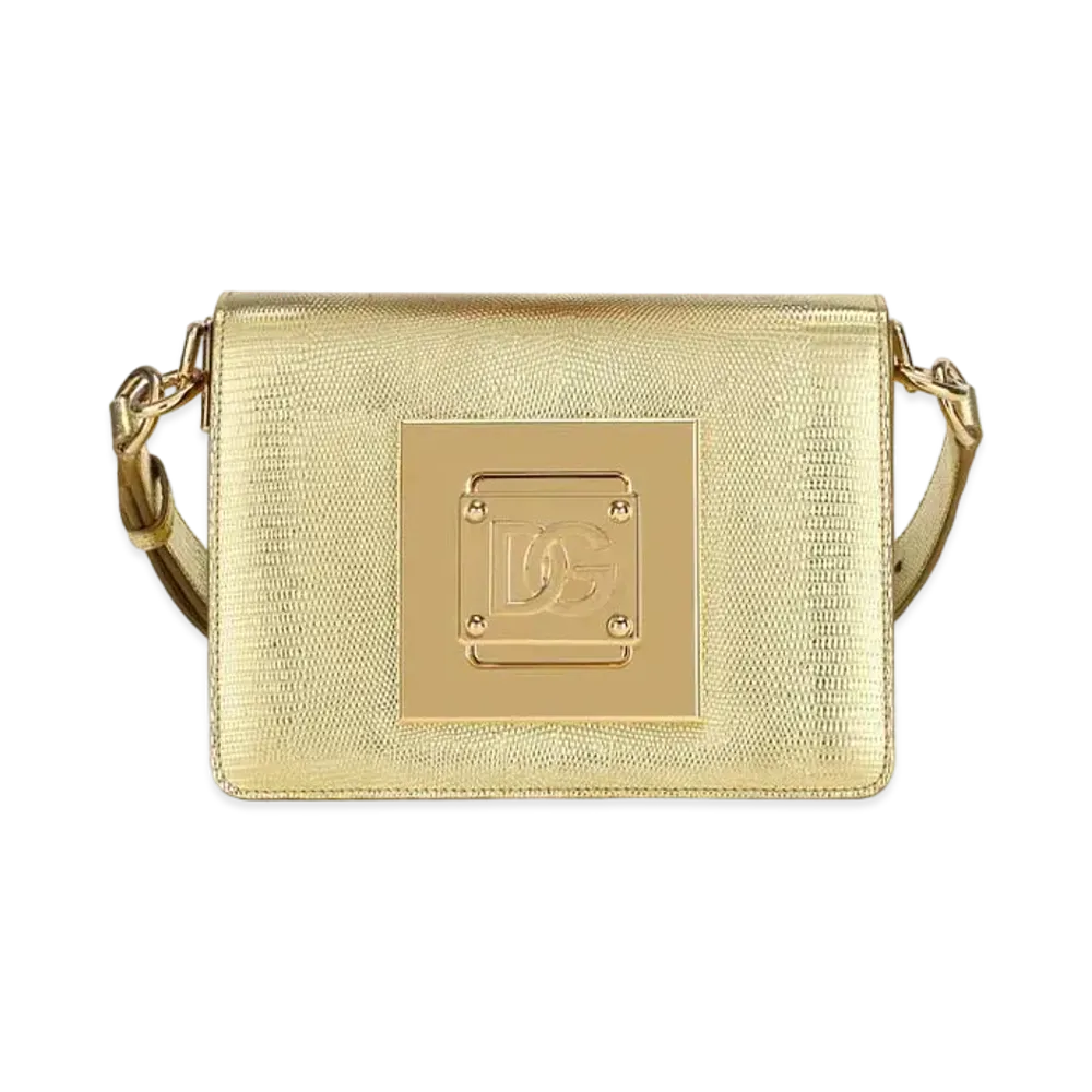 Dolce&Gabbana Shoulder Bag Medium Laminate Quig Anaprint Karfskin DG Closure "Gold"