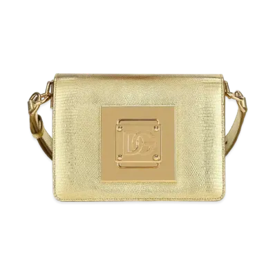 Dolce&Gabbana Shoulder Bag Medium Laminate Quig Anaprint Karfskin DG Closure "Gold"
