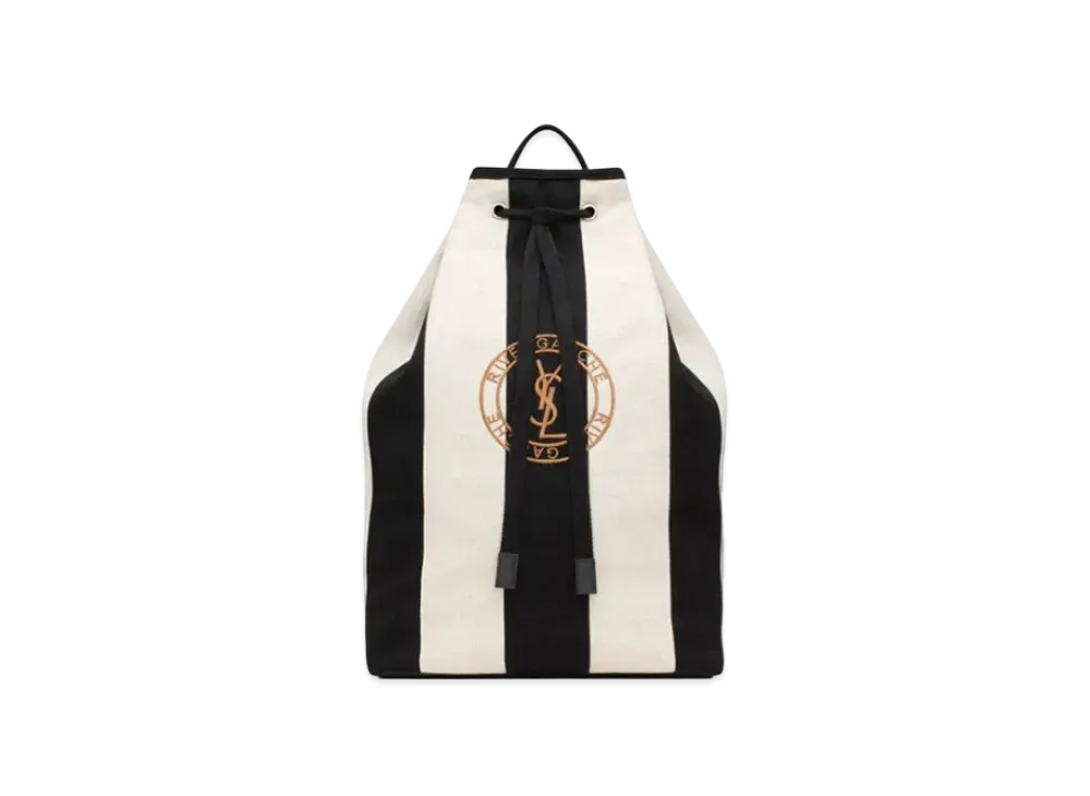 Saint Laurent Rive Gauche Sling Bag in Canvas "Black/Crema Soft/Brick"
