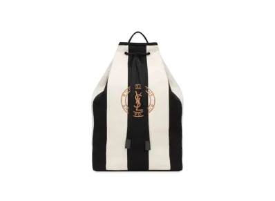 Saint Laurent Rive Gauche Sling Bag in Canvas "Black/Crema Soft/Brick"