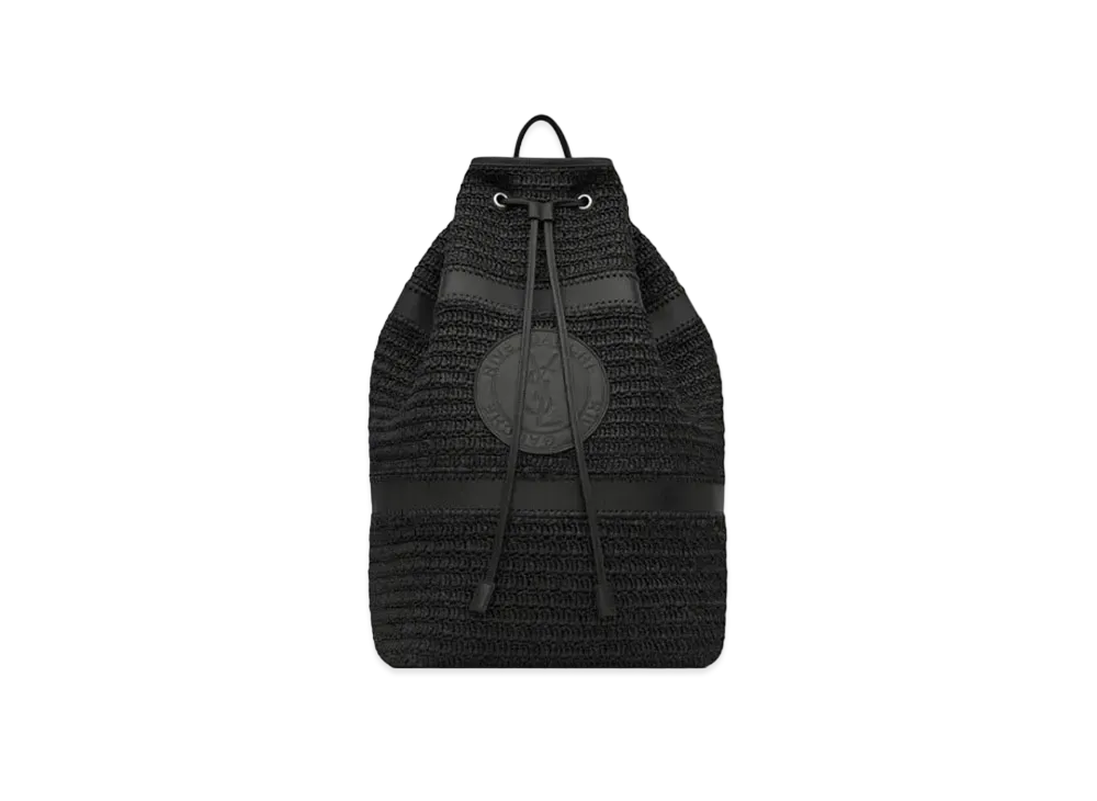 Saint Laurent Rive Gauche Sling Bag in Raffia "Black"