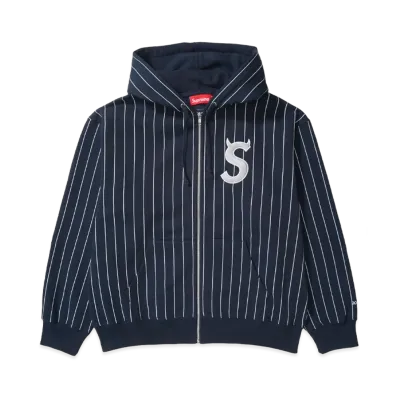 Supreme Devil S Logo Zip Up Hooded Sweatshirt "Stripe"