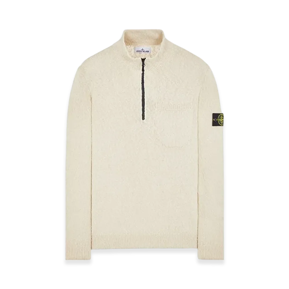 Stone Island 563B1 Uneven Cotton Half Zip Up Knit - 24SS "Ecru"
