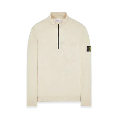 Stone Island 563B1 Uneven Cotton Half Zip Up Knit - 24SS "Ecru"