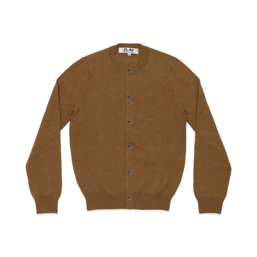PLAY COMME des GARCONS Women's Top Dyed Carded Lambswool Cardigan "Brown"
