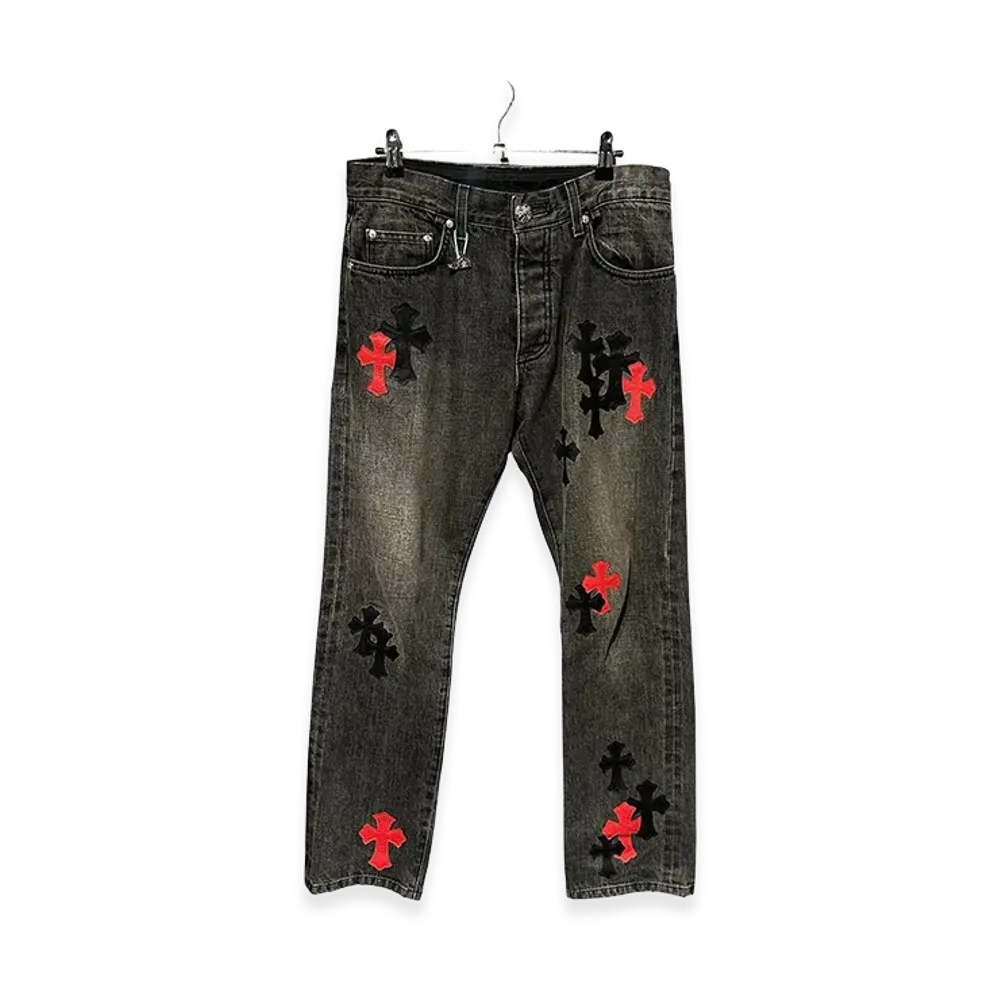 Chrome Hearts Cross Patch Denim "Black/Red"