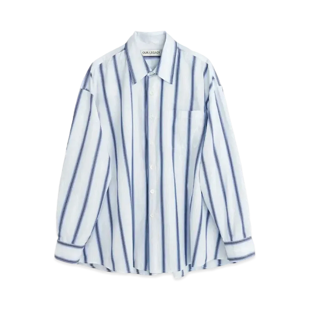 OUR LEGACY Borrowed Shirt Crypto Stripe "Blue"