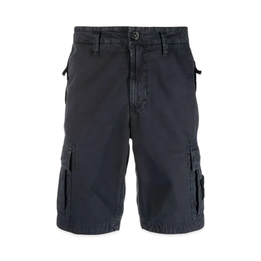 Stone Island L11WA Brushed Cotton Canvas Garment Dyed Bermuda Shorts - 22SS "Navy Blue"