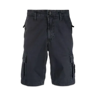 Stone Island L11WA Brushed Cotton Canvas Garment Dyed Bermuda Shorts - 22SS "Navy Blue"