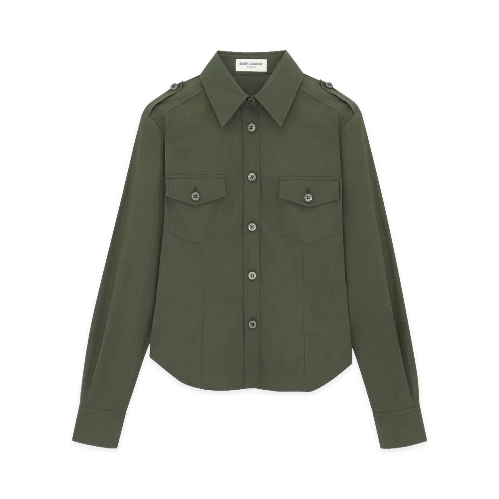 Saint Laurent Women's Shirts "Kaki"