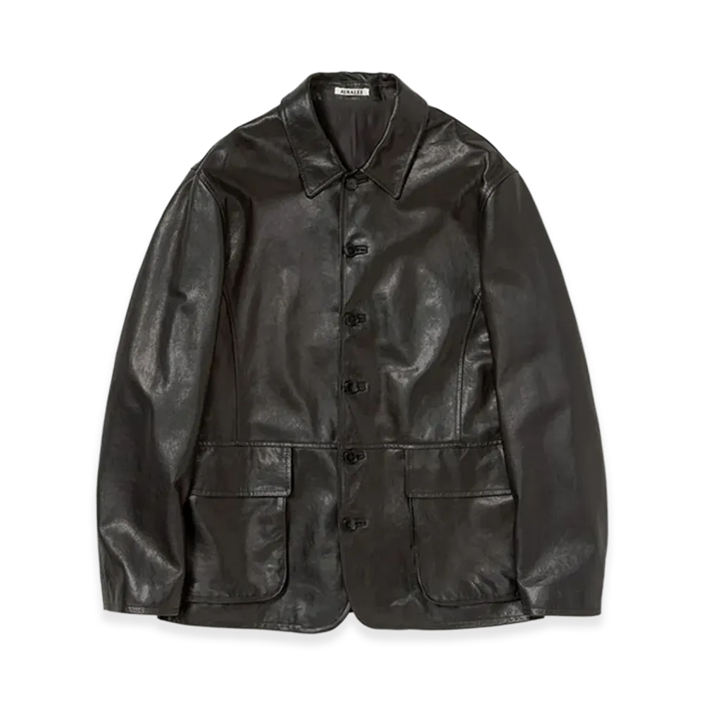 AURALEE Textured Lamb Leather Blouson "Black"