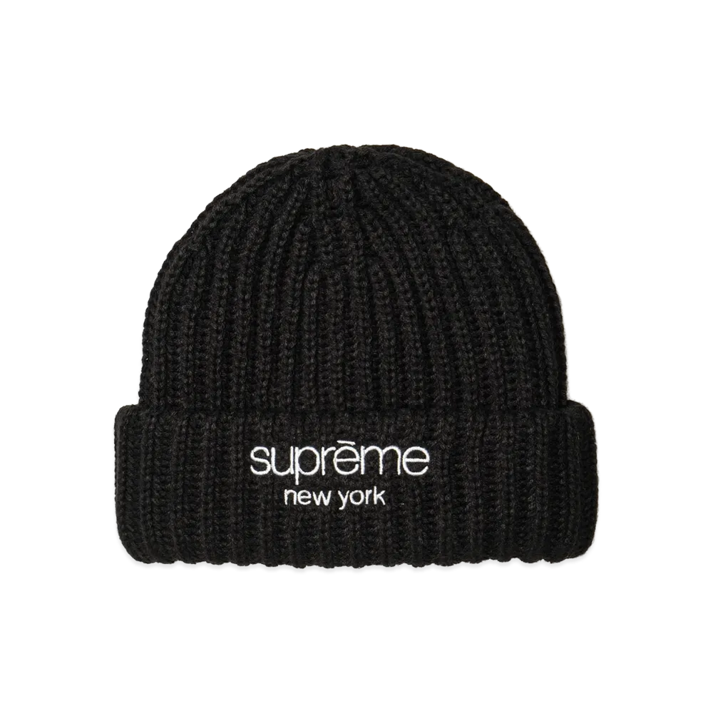 Supreme Classic Logo Chunky Ribbed Beanie "Black"