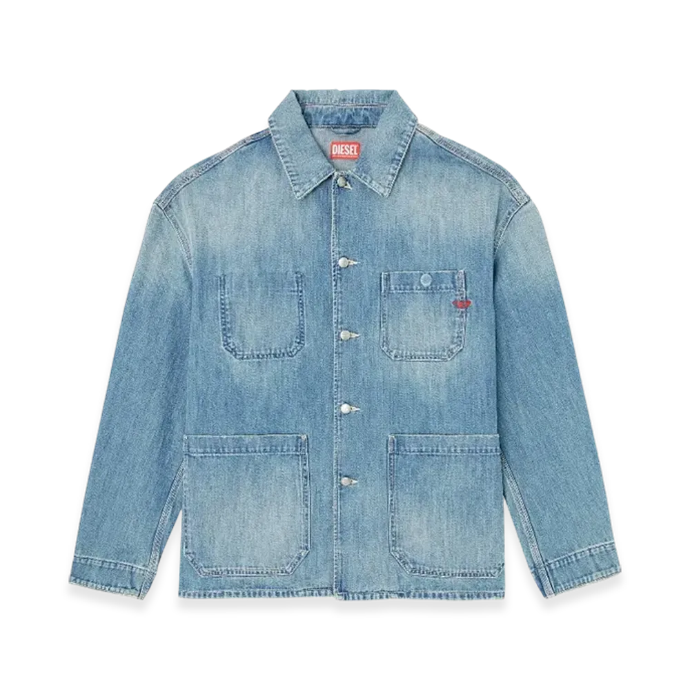 Diesel D-Stack-U Utility-Style Denim Jacket "Medium Blue"