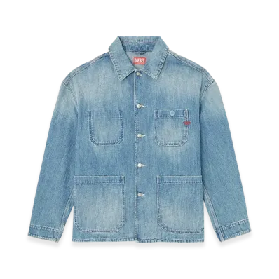 Diesel D-Stack-U Utility-Style Denim Jacket "Medium Blue"