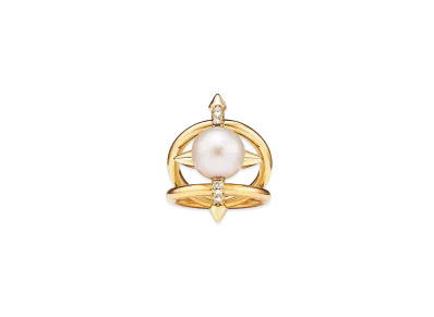 Tiffany & Co. Pearl Ring with Diamonds "Yellow Gold"