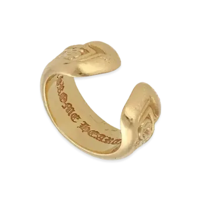 Chrome Hearts 22K Small Scroll Label Ring "Yellow Gold"
