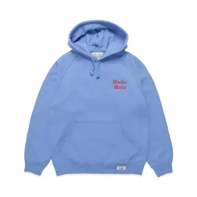 WACKO MARIA Washed Heavy Weight Pull Over Hooded Sweat Shirt "Blue"