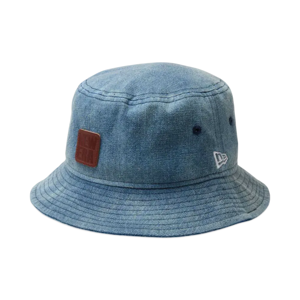 NEW ERA Bucket 01 Denim Leather Patch "Washed Denim"