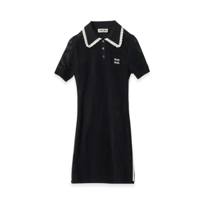 MIU MIU Women's Cotton Knit Dress "Blue/White"