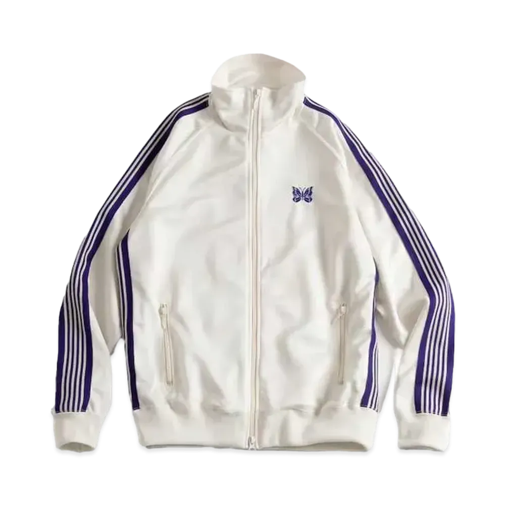 Needles Track Jacket Poly Smooth "White/Purple"