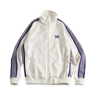 Needles Track Jacket Poly Smooth "White/Purple"