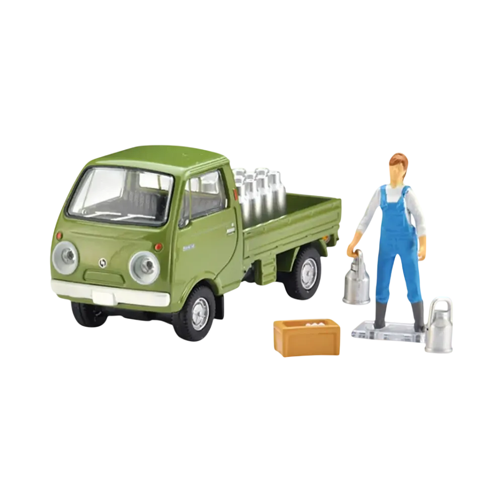 TOMYTEC "TOMICA LIMITED VINTAGE" 1/64 LV-198a Mazda Porter Cab Three-Way Opening (Green) With Figure