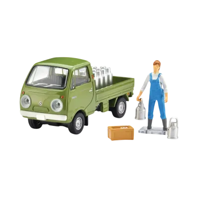 TOMYTEC "TOMICA LIMITED VINTAGE" 1/64 LV-198a Mazda Porter Cab Three-Way Opening (Green) With Figure