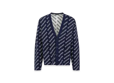BALENCIAGA All Over Cardigan "Navy White"