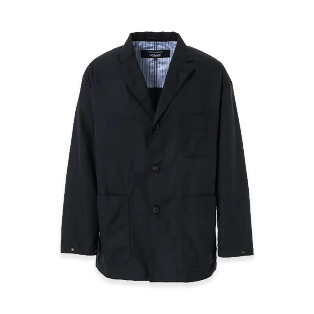 COMME des GARCONS HOMME Yarn-Dyed Polyester 3-Button Jacket "Navy"
