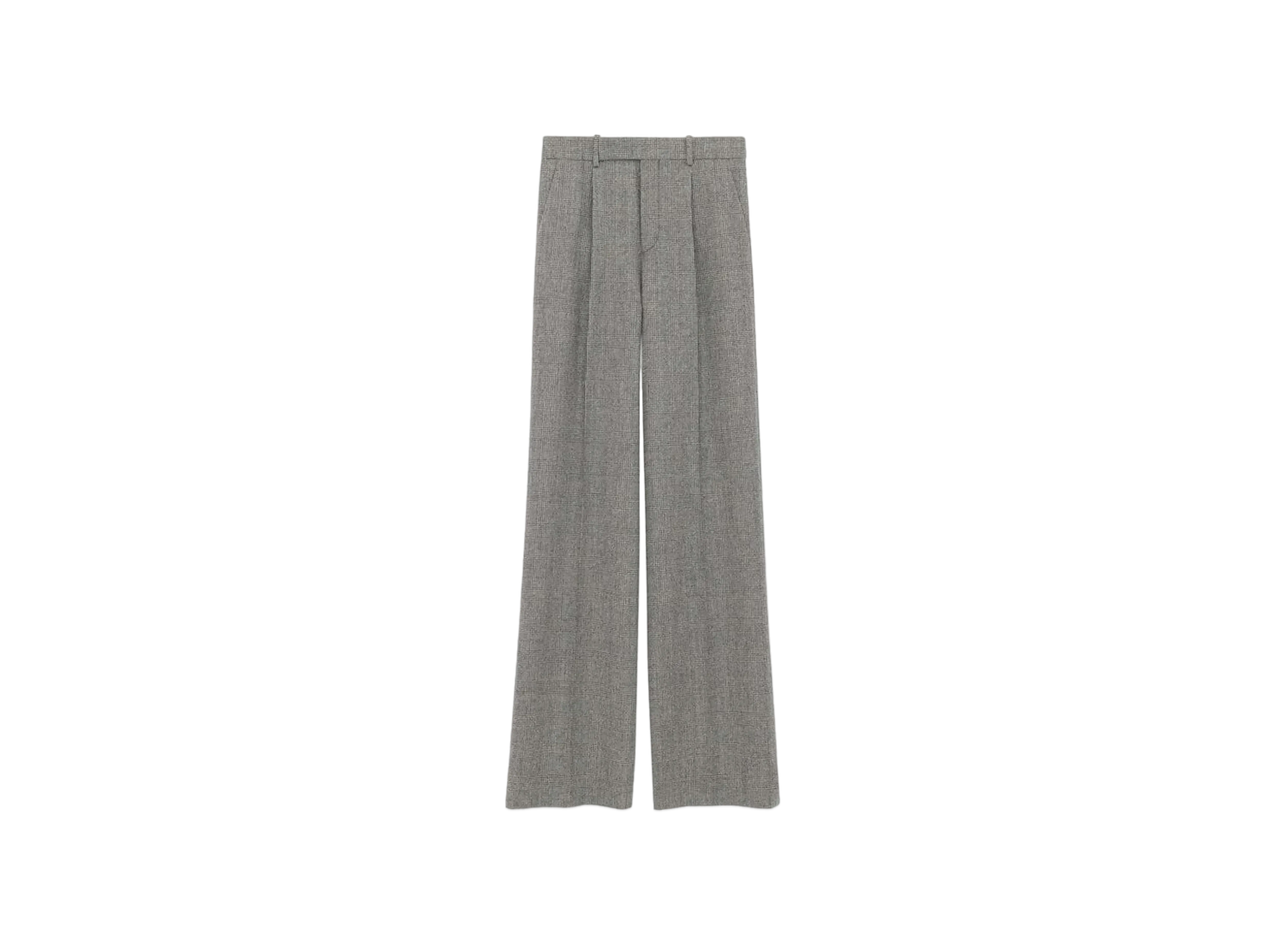 Saint Laurent Women's Flared Pants in Prince of Wales Flannel "Noir Craie"