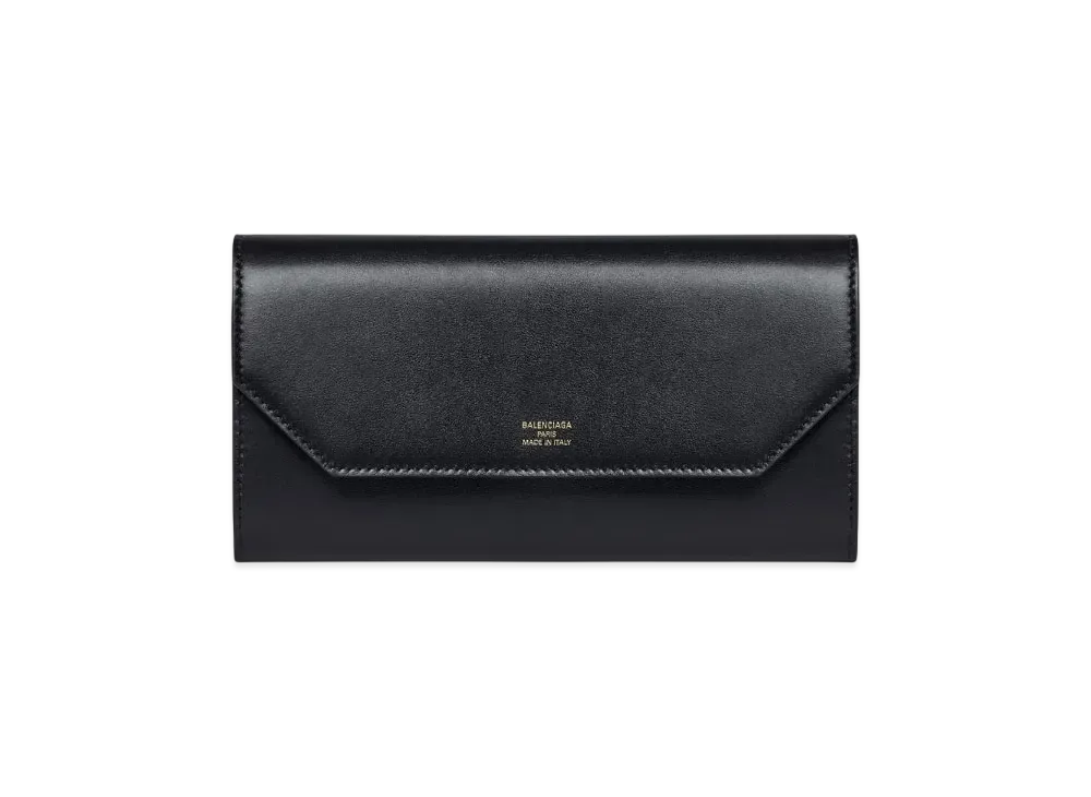 BALENCIAGA Envelope Slim Continental Wallet "Black/Dark Gray"
