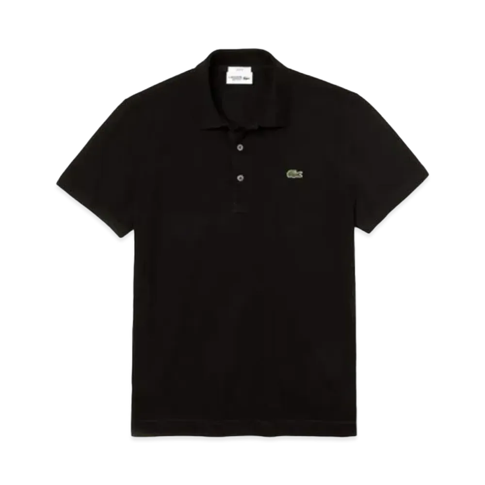 LACOSTE Slim Fit Solid Short Sleep Polo Shirt "Black"