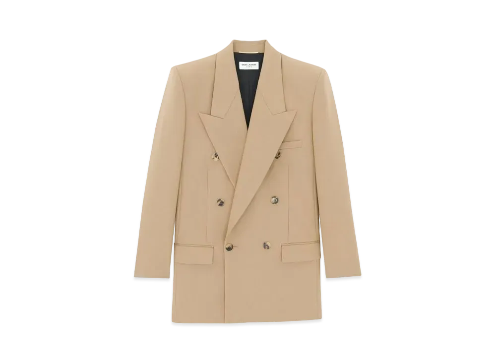 Saint Laurent Women's Jacket in Wool Gabardine "Beige"