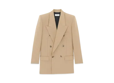 Saint Laurent Women's Jacket in Wool Gabardine "Beige"